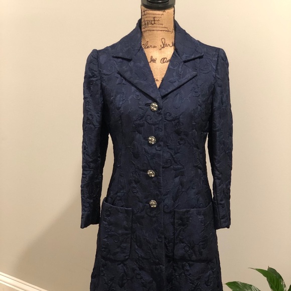 Vintage navy blue long length coat - Picture 15 of 16